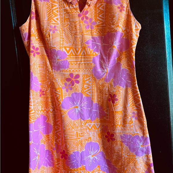 Lilly Pulitzer sneaky tiki Vibrant Orange and Pink Floral Dress - Picture 4 of 5